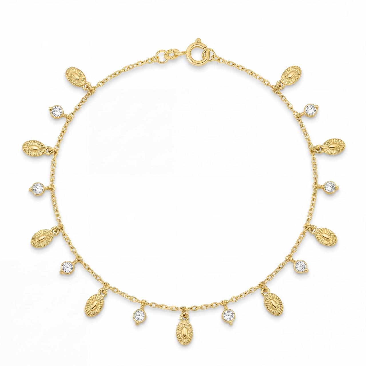 PULSEIRA ELO CADEADO FORMAS OVAIS PENDURADOS DIAMANTADAS CRISTAL 18CM — foto 1
