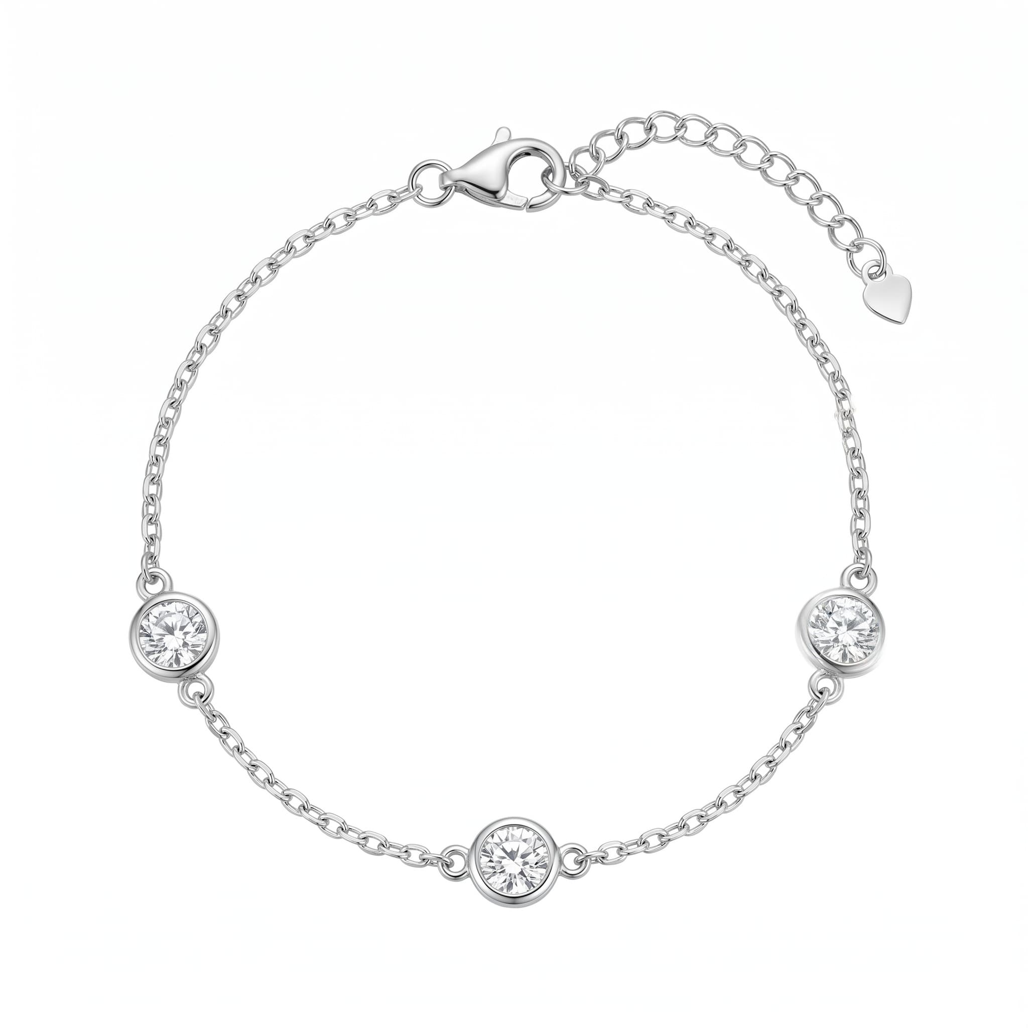 PULSEIRA PRATA ELO CADEADO CRISTAL 18CM — foto 1