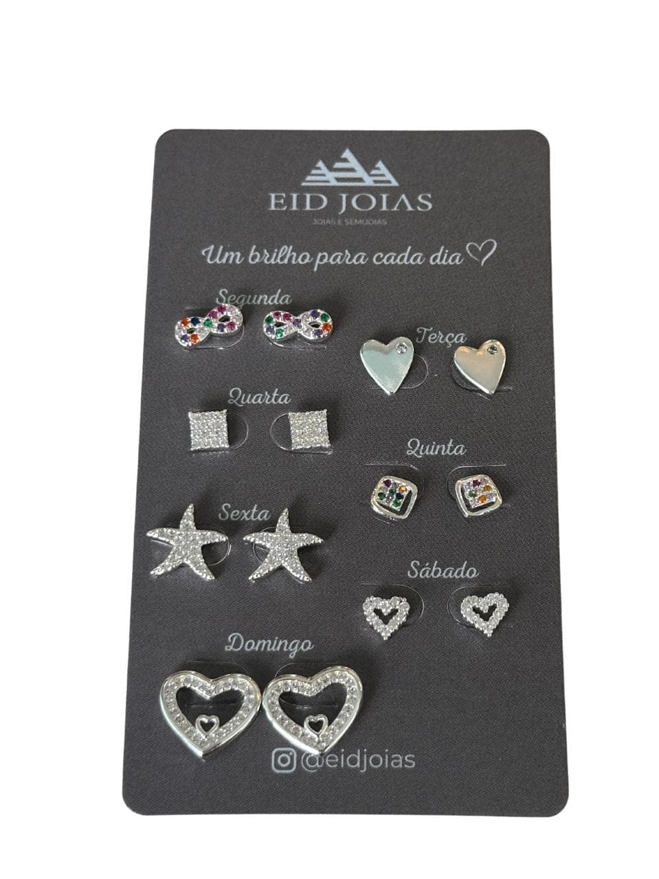 CONJUNTO DE BRINCOS SEMANINHA PRATA NAPOLI