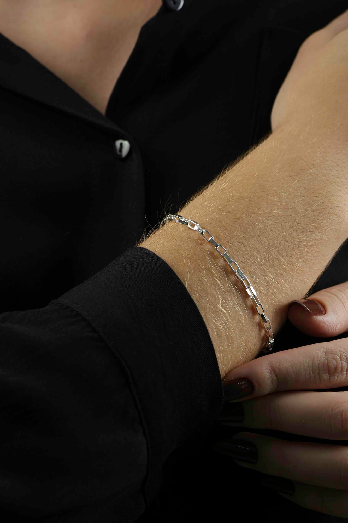 PULSEIRA PRATA ELO RETÂNGULO TRIESTRE 15CM — foto 1