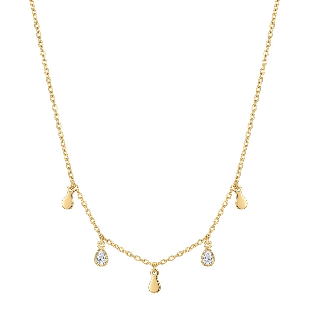 CHOKER 35CM ELO CADEADO GOTA LISA E CRISTAL